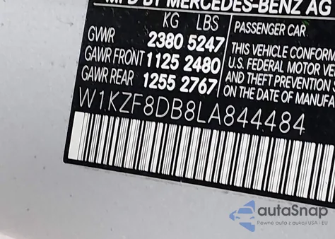 2020 Mercedes-Benz E 350 from USA, damaged, VIN W1KZF8DB8LA844484